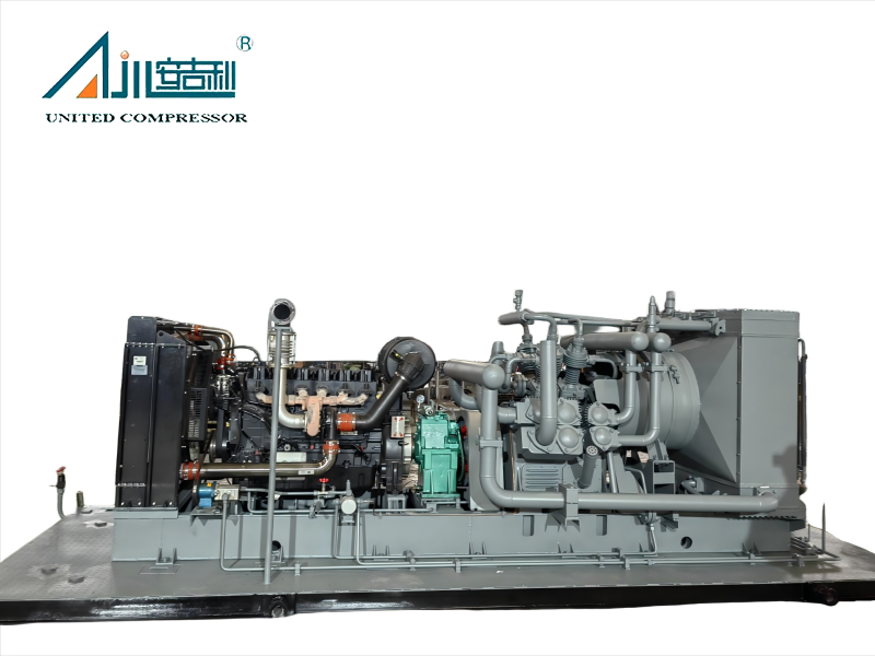 Compresor de aire de ingeniería de 25 MPa con motor Weichai montado sobre patines